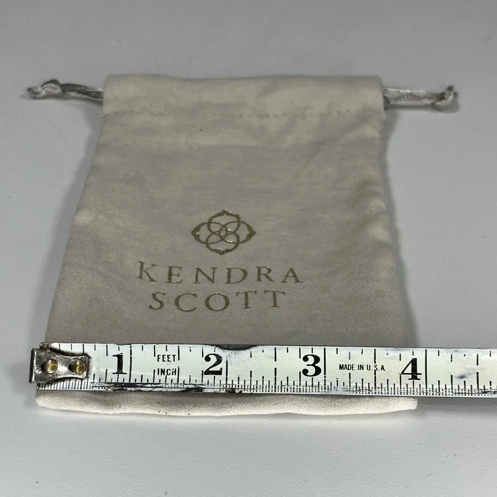 Kendra Scott Small Jewelry Pouch Cream‎ Gold Logo Drawstring Dust Bag 4x5.5